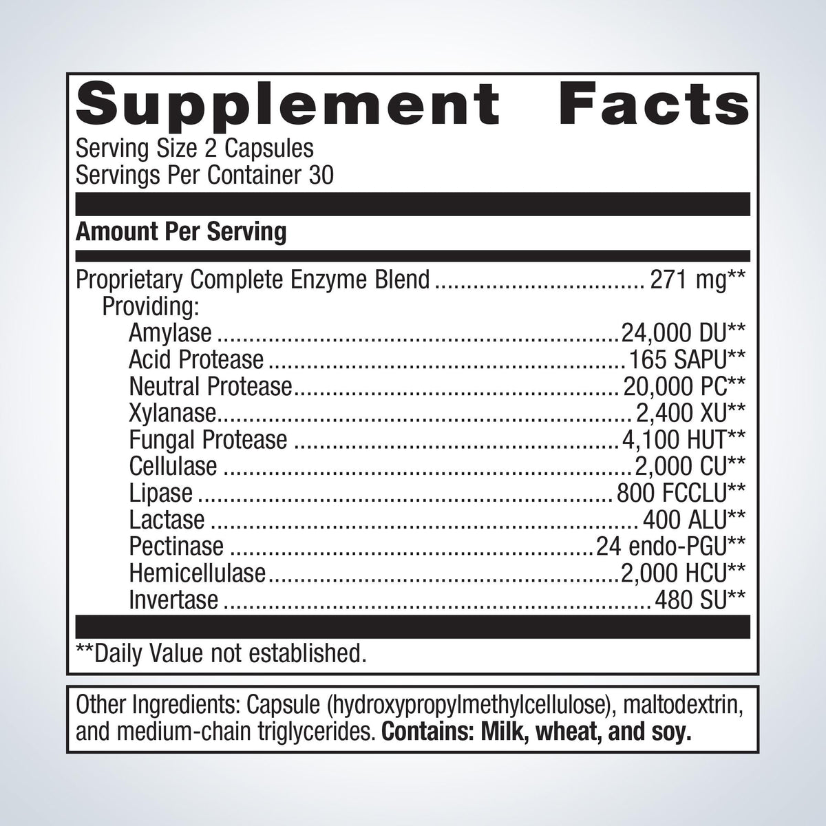 SpectraZyme® Complete Enzymes Supplement Facts