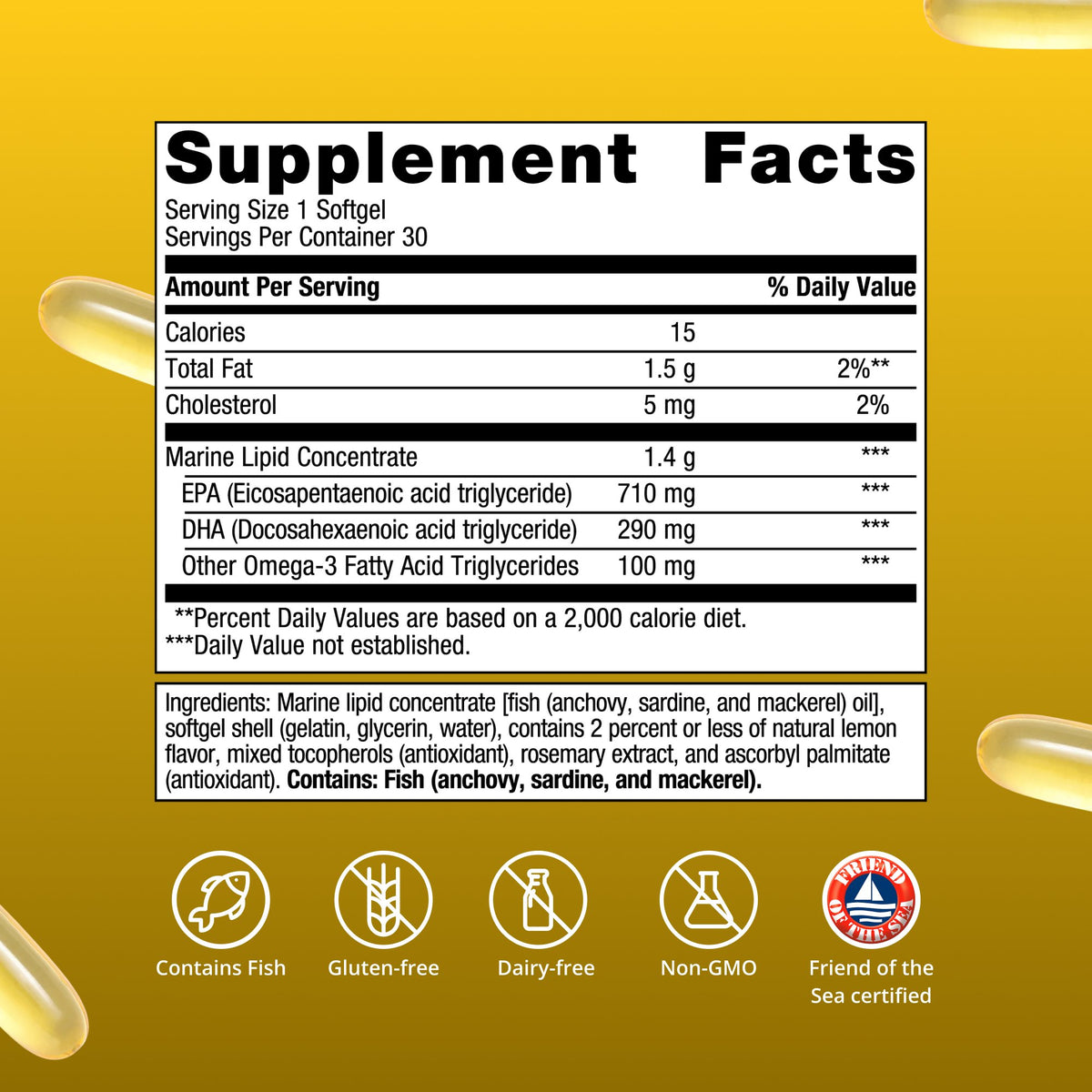 OmegaGenics® 5-in-1 Fish Oil 1000 mg EPA-DHA Supplement Facts