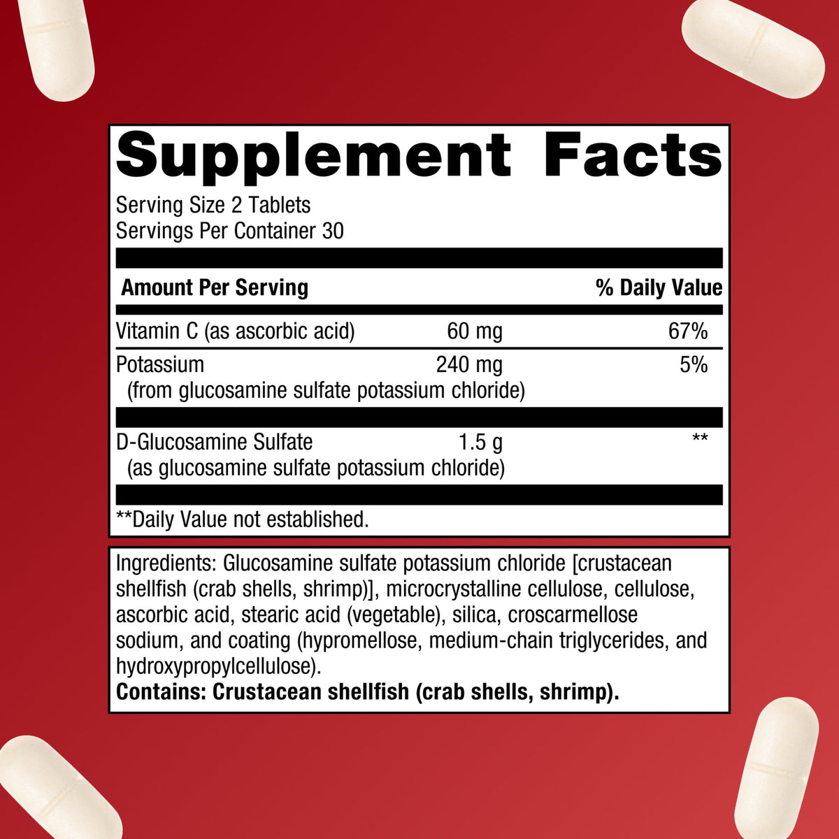 Glucosamine Sulfate 750 mg Supplement Facts