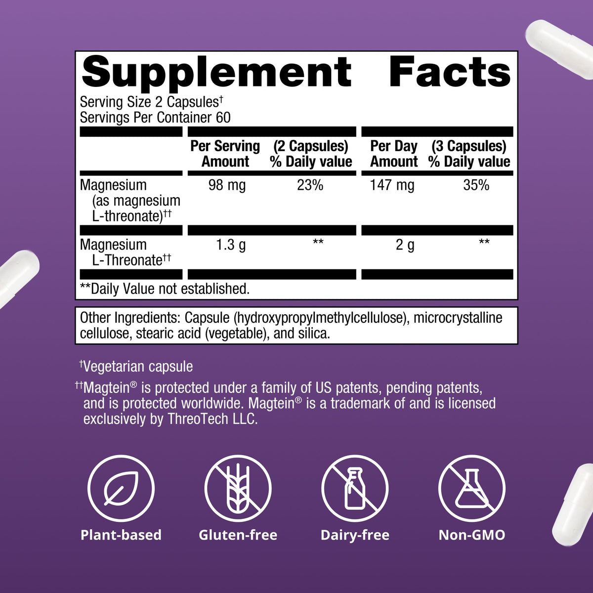 Magtein® Magnesium L-Threonate Supplement Facts