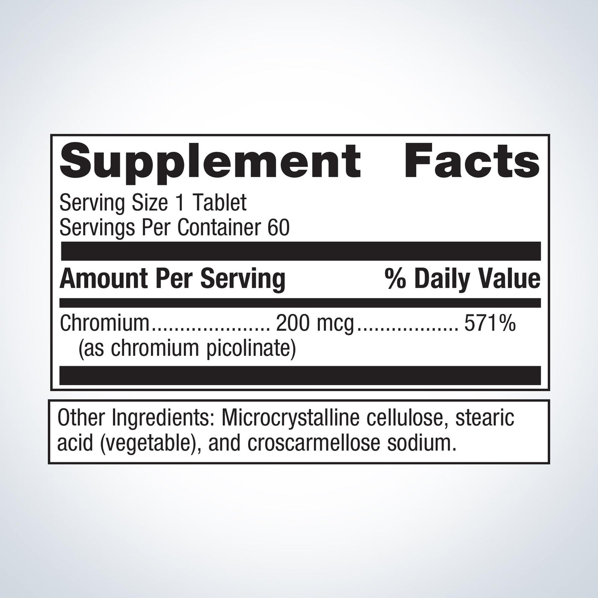 Chromium Picolinate Supplement Facts