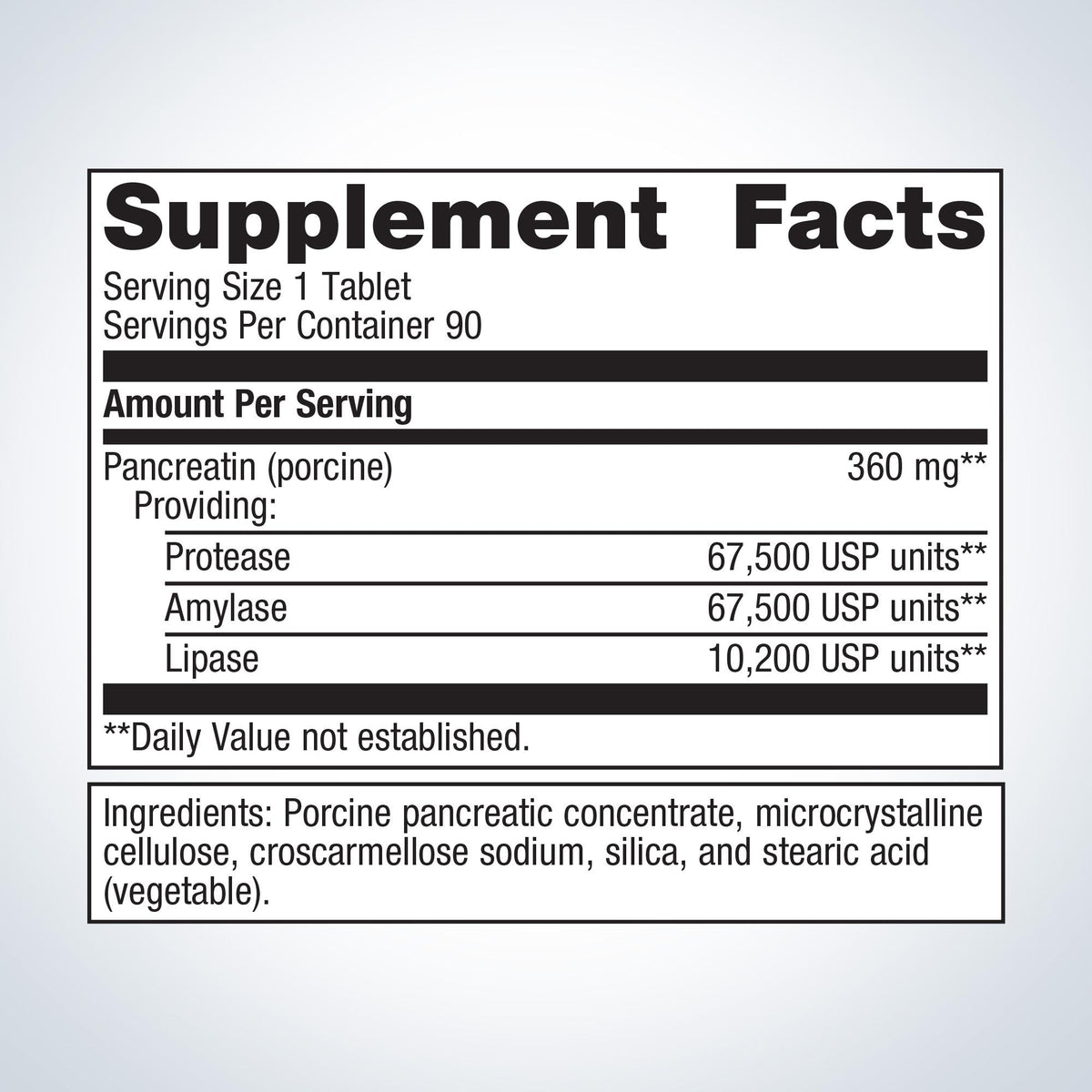SpectraZyme® Pancreatic Enzymes Supplement Facts