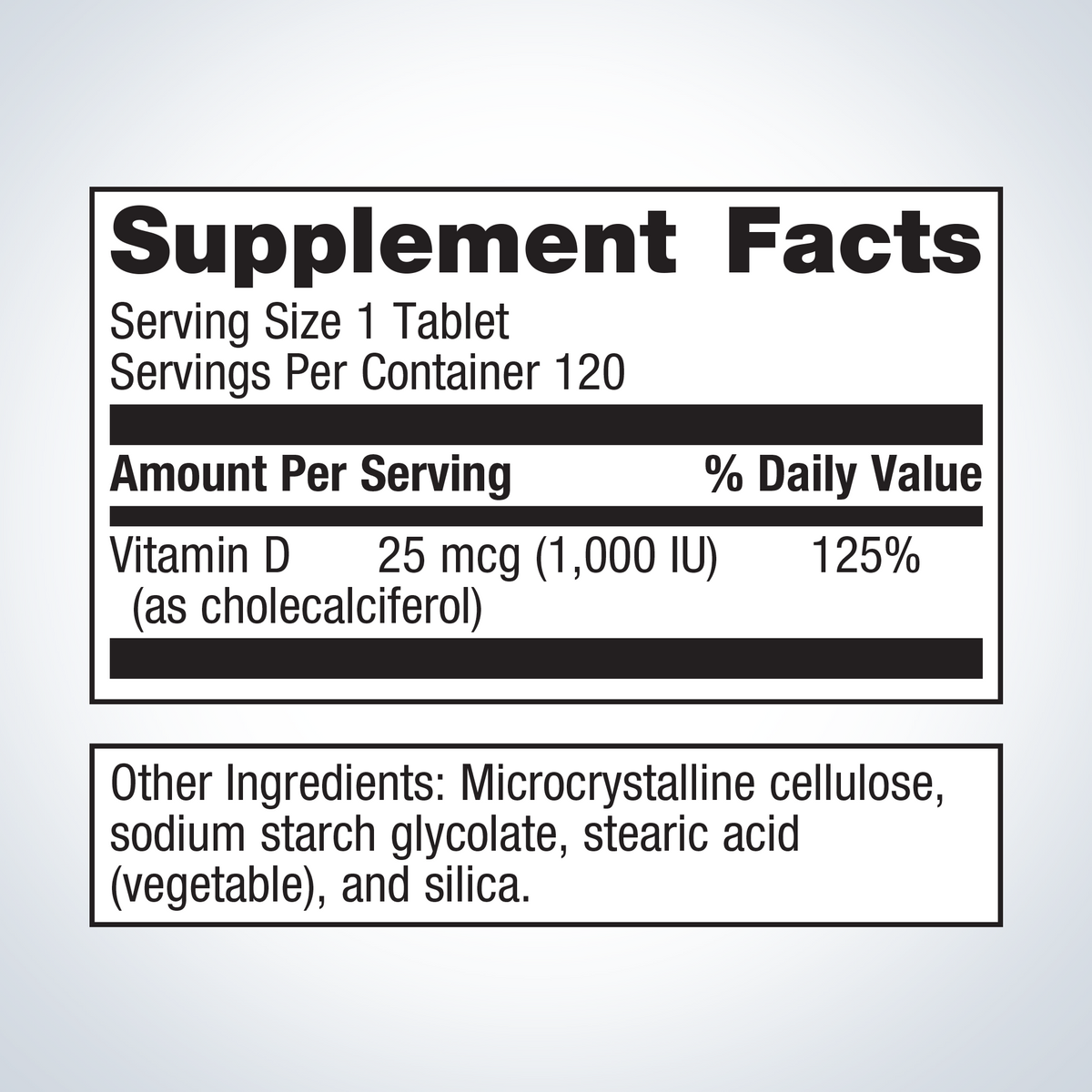 Vitamin D3 1000 Supplement Facts