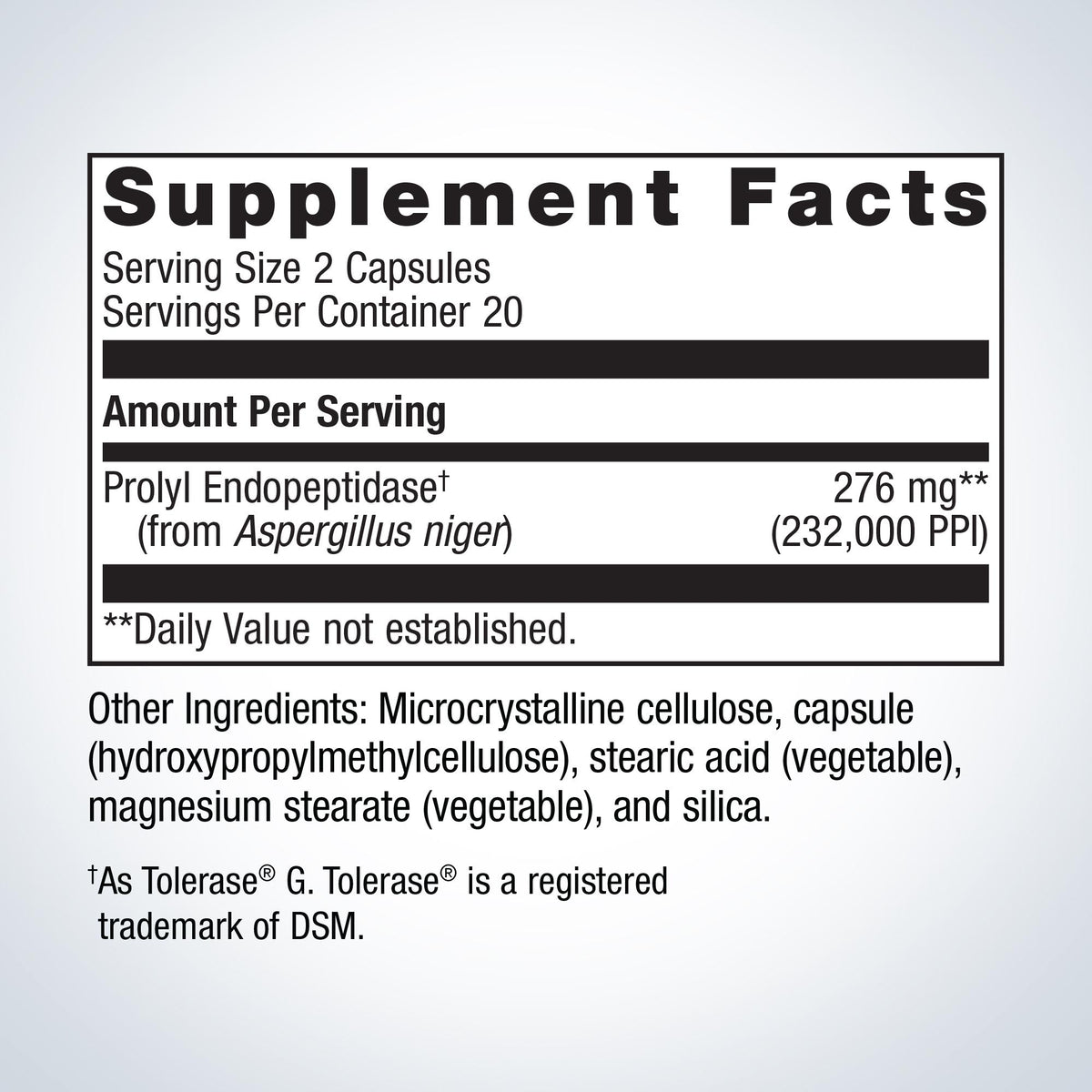 SpectraZyme® Gluten Digest Enzymes Supplement Facts