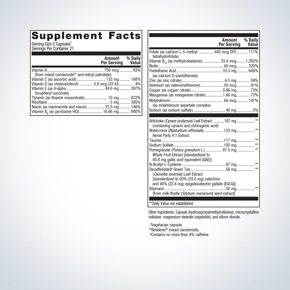 AdvaClear® Liver Health Supplement Supplement Facts