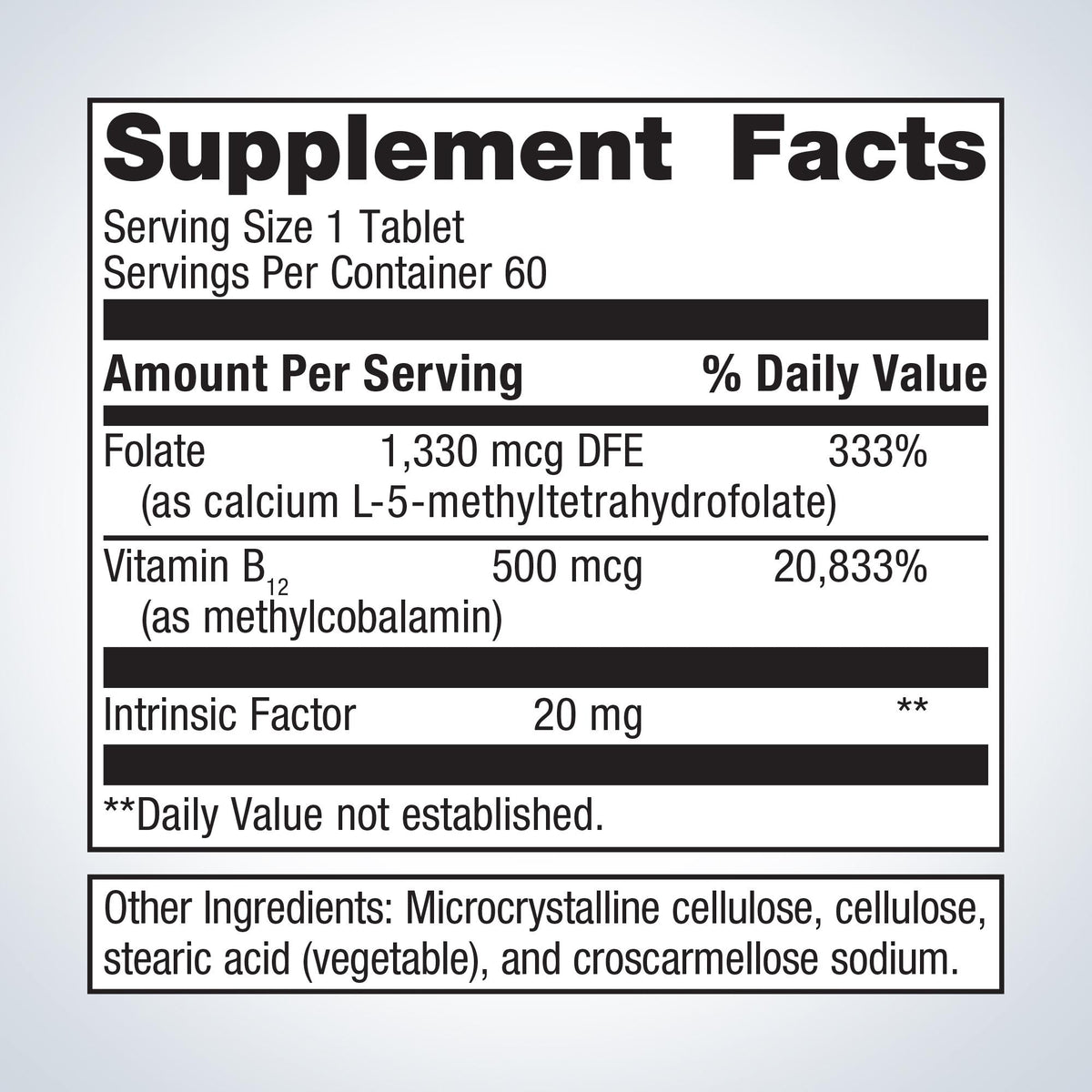 Intrinsi Vitamin B12-Folate™ Supplement Facts