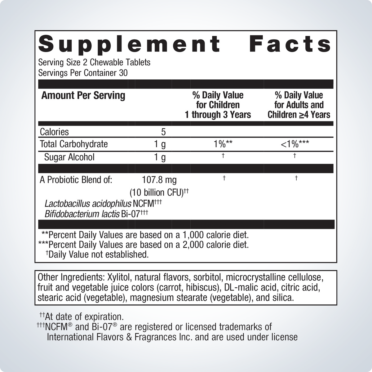 UltraFlora® Kids Probiotic Supplement Facts