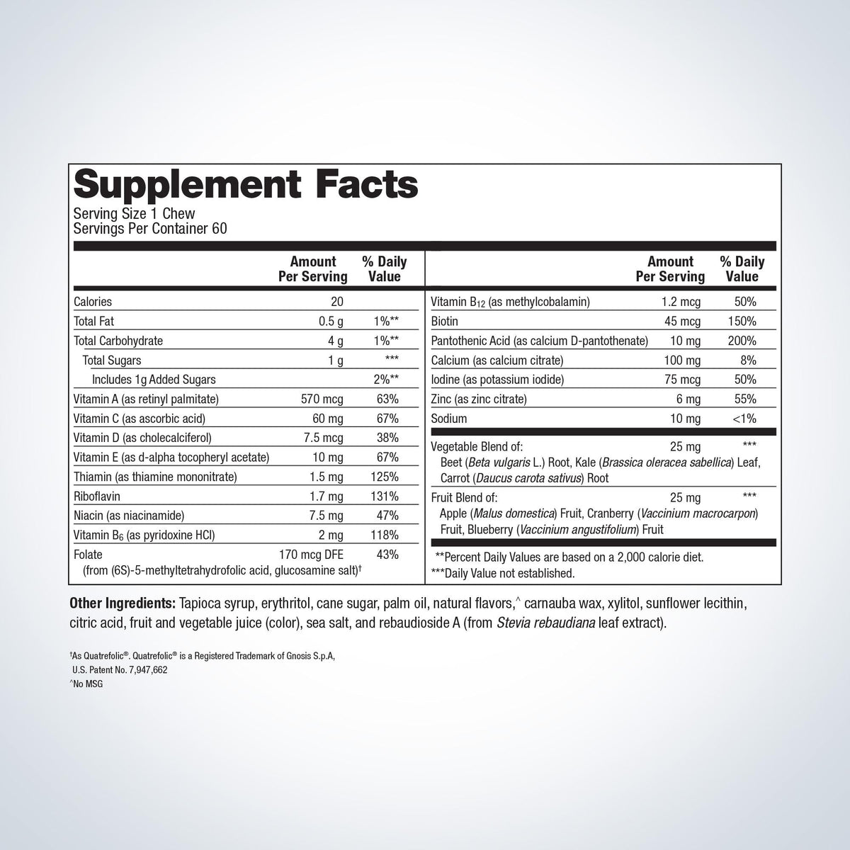 MetaKids® Multivitamin Supplement Facts