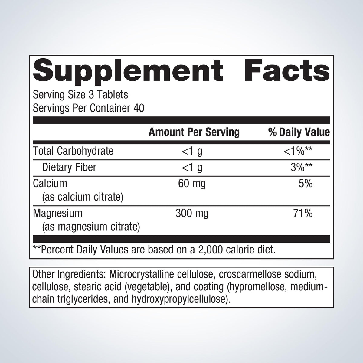 Magnesium Citrate Supplement Facts