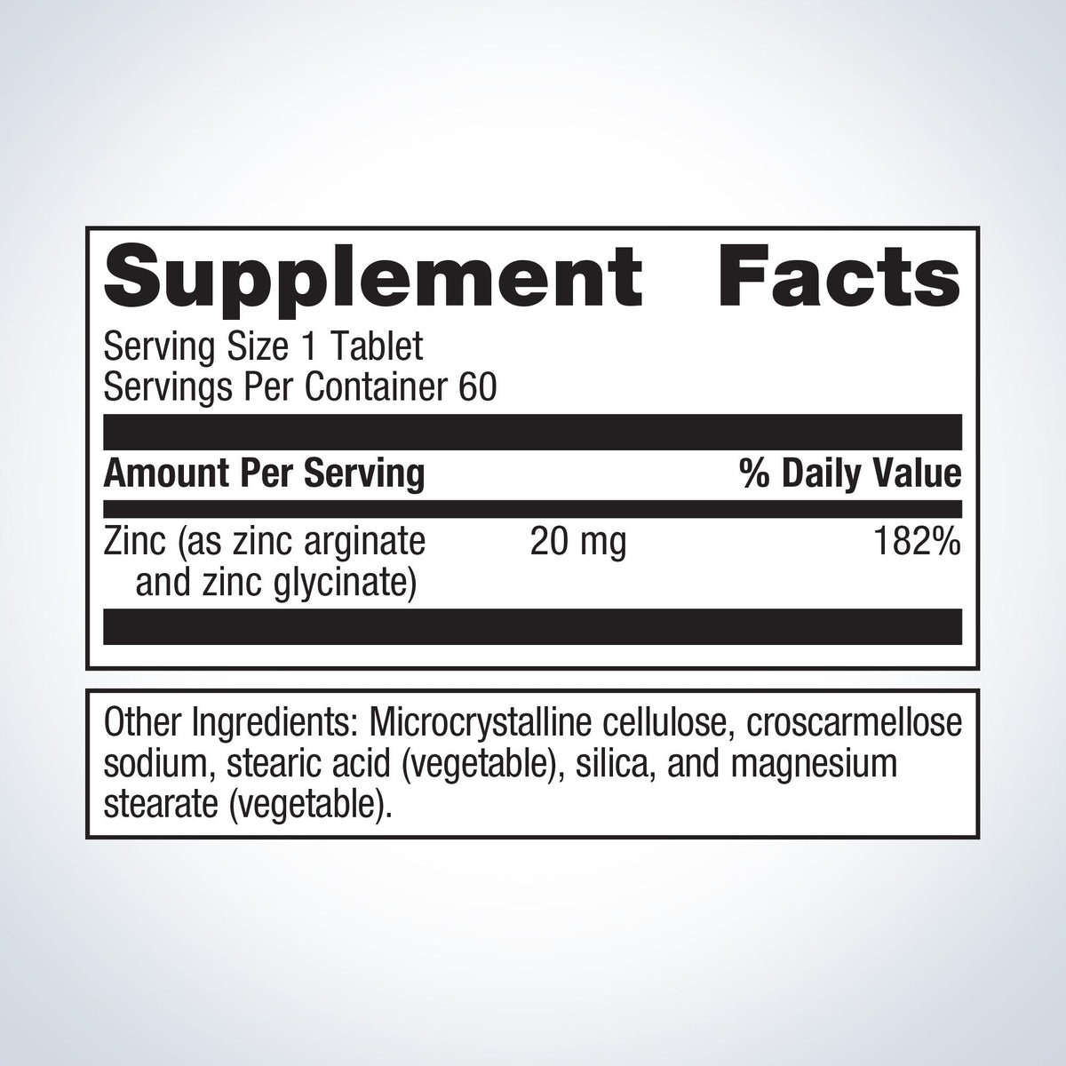 Zinc A.G.™ Supplement Facts