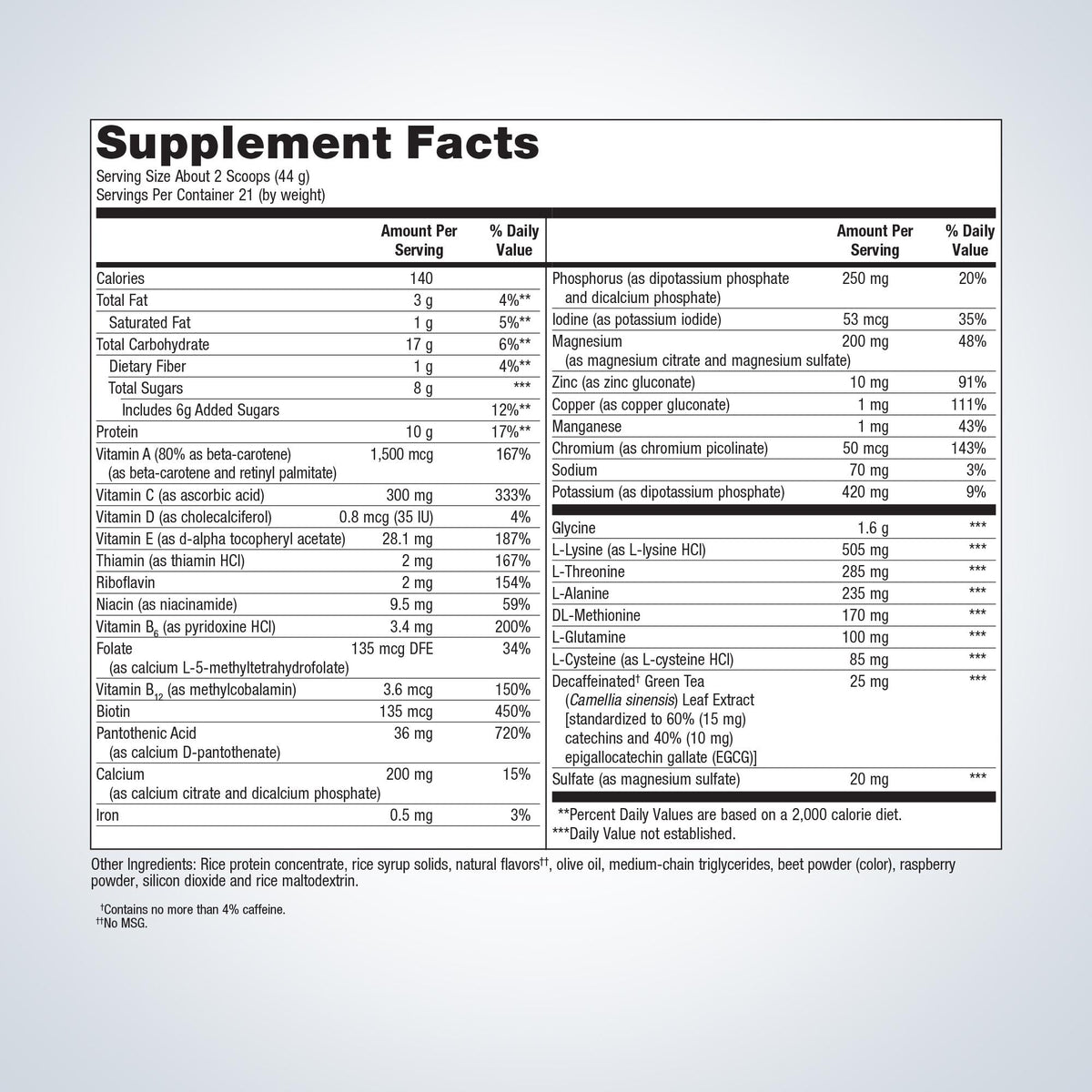 UltraClear Plus® Detox Powder Supplement Facts