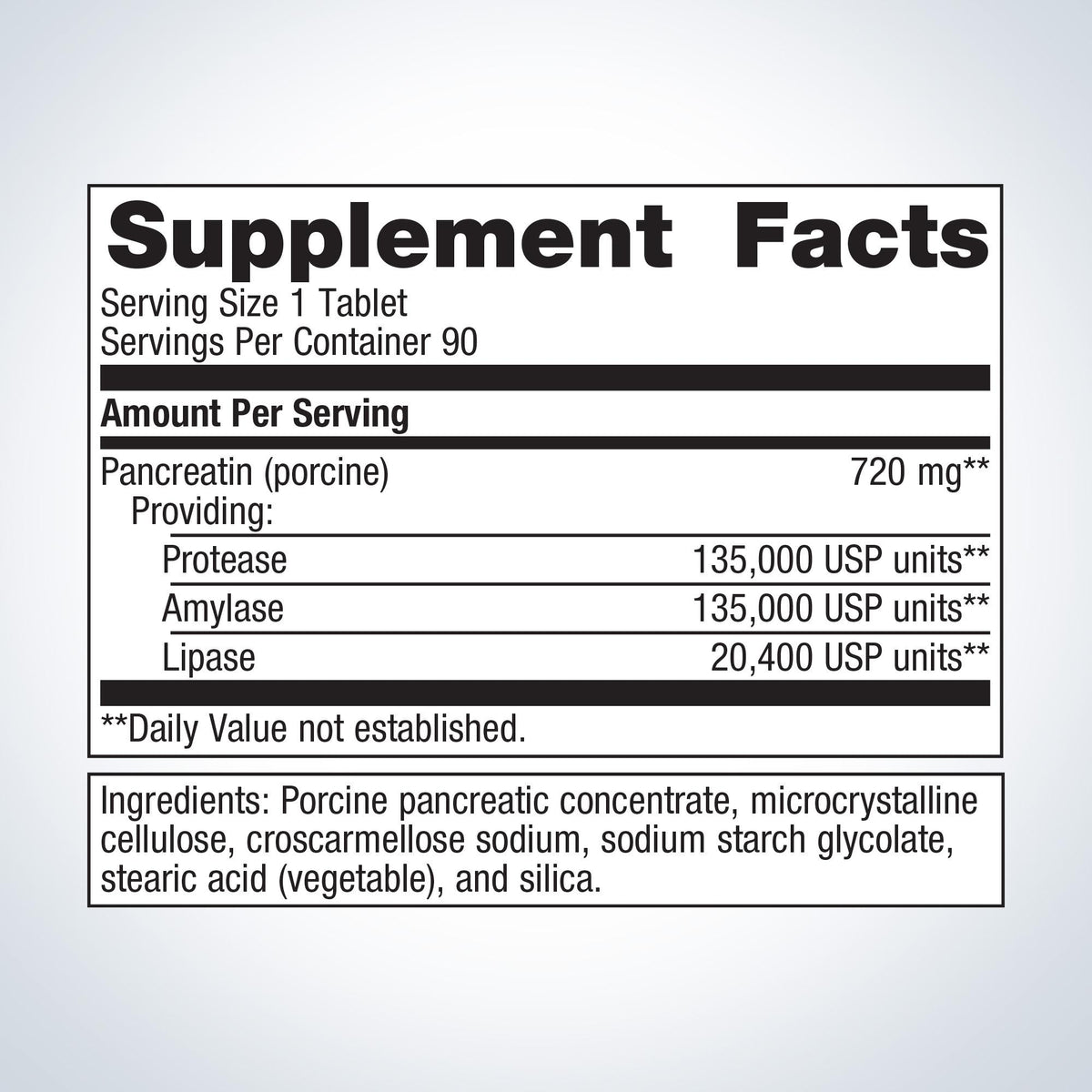 SpectraZyme® Pancreatic Enzymes Extra Strength Supplement Facts